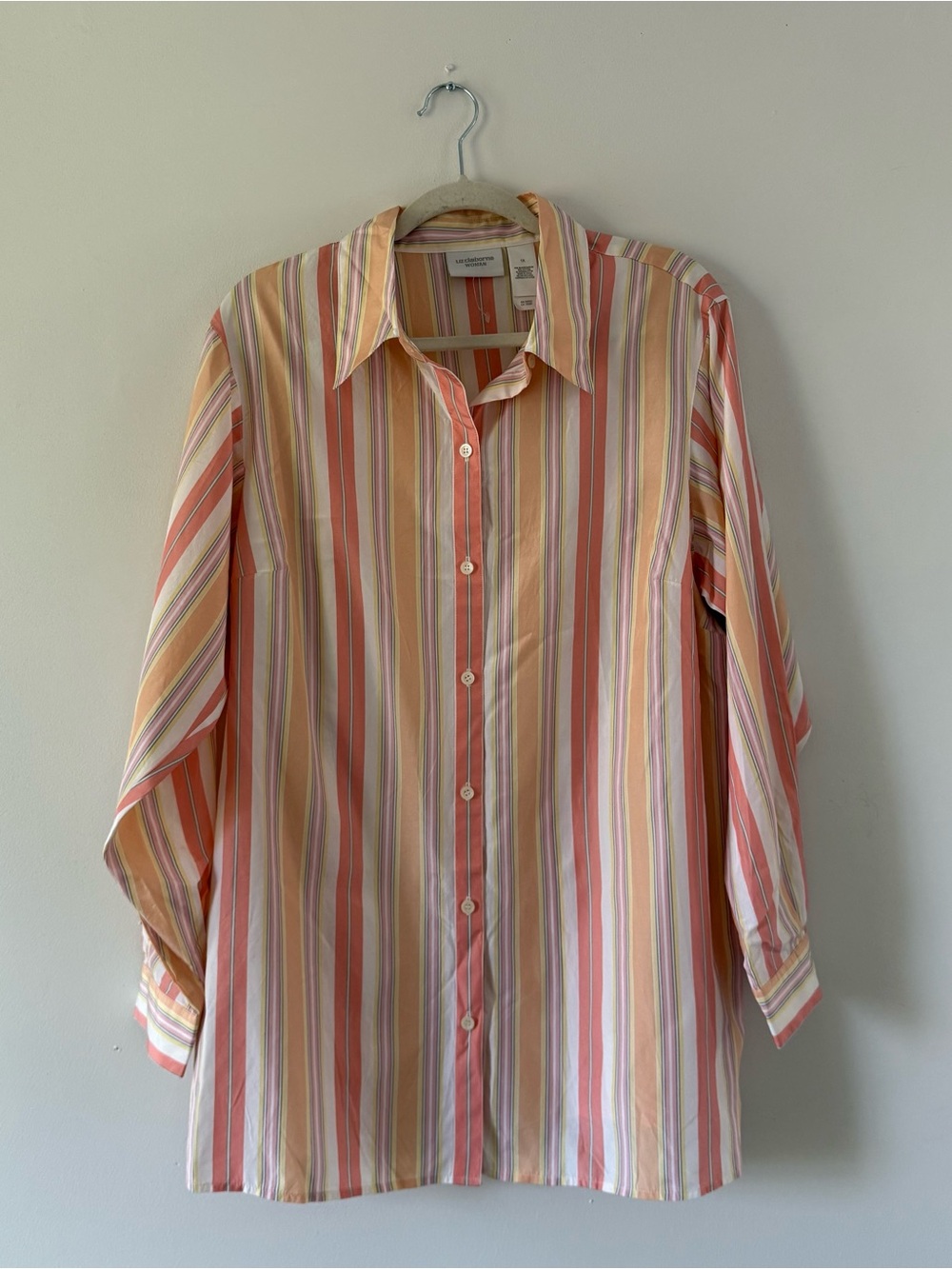 Y2K Liz Claiborne Silk Blend Striped Button Down | Coastal Grandmother | Preppy